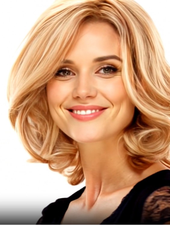 14 Inch Shoulder Length Wavy Lace Front Wig – Human Hair Blend Layered Cut