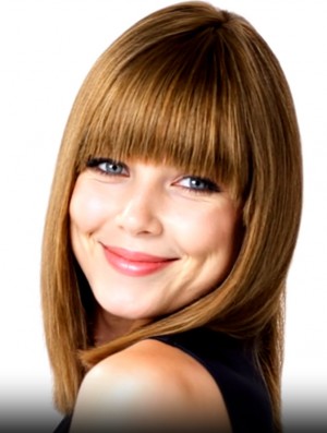 14 Inch Brown Bob Wig with Fringe – Lace Front Remy Human Hair Mono Top