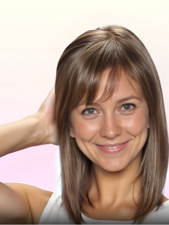 100% Glueless Human Hair Bob Wig with Bangs – Straight Lace Front Wig
