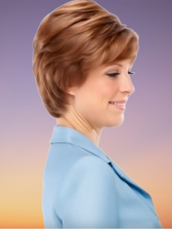 Auburn Short Wavy Human Hair Wig – 6 Inch Layered Monofilament Hand Tied Style