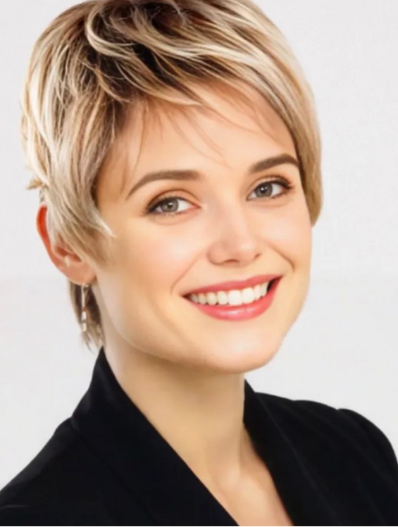 Blonde 100% Hand Tied Remy Human Hair Wig – Short Straight 8 Inch Style for Women