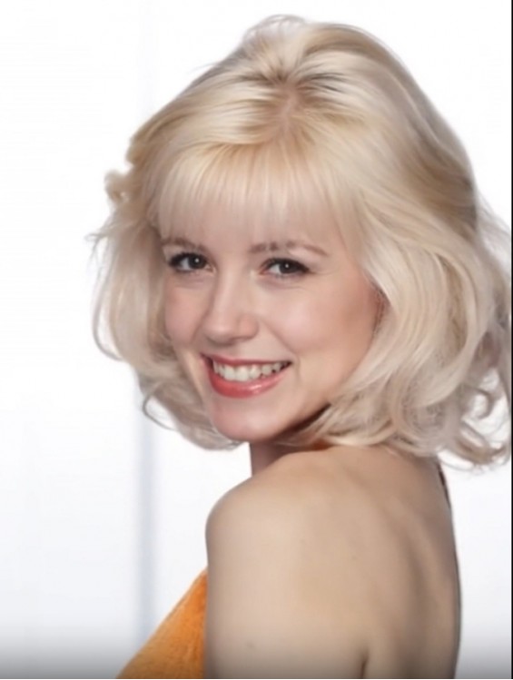 Blonde Lace Front Human Hair Wig with Bangs – Wavy 100% Remy Wig 12.5 Inch