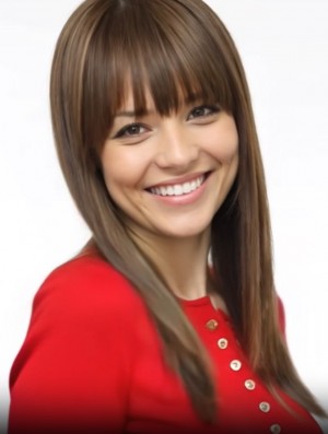 16 Inch Long Straight Wig with Bangs – Remy Human Hair, Monofilament & Capless Design