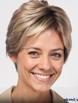 8 Inch Short Straight Human Hair Wig with Bangs – Monofilament & Capless Design