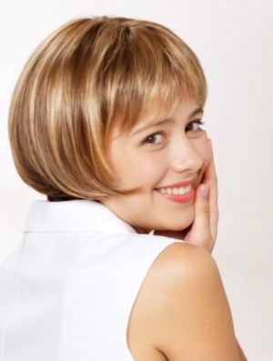 8 Inch Short Straight Blonde Bob Wig – 100% Hand-Tied Remy Human Hair Wig