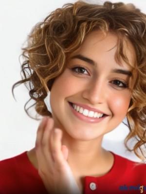 African Hairstyles Layered Cut Curly Brown Wig | 10" Curly Capless Wig for Women