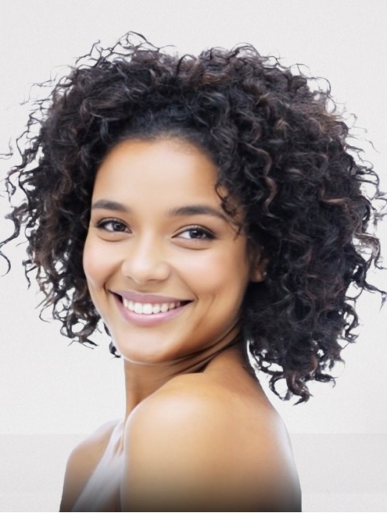 Shoulder Length Kinky Curly Wig for African American - Heat Friendly Synthetic 12" Curly Hair with Elastic Strap