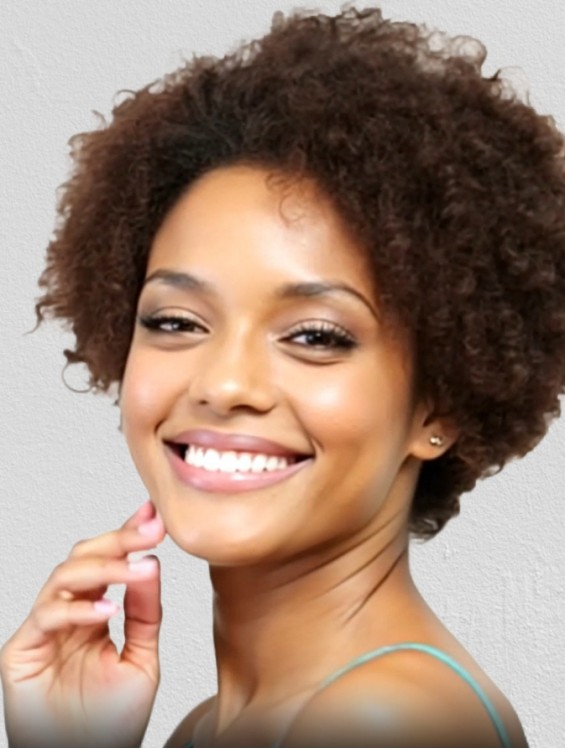 10 Inch Short Curly Lace Front Human Hair Wig – Brown Remy Hair Afro Style