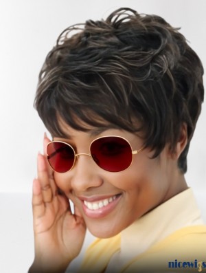 4 Inch Cropped Curly Black Synthetic Wig for African American Women – Capless Boycut Style