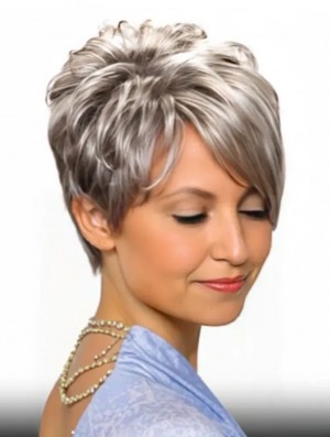 Short Grey Wavy Capless Synthetic Wigs for Women – Lightweight & Natural Look