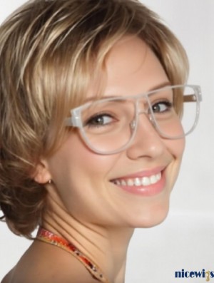 8 Inch Short Blonde Wavy Bob Wig – Lace Front Monofilament Synthetic Wig