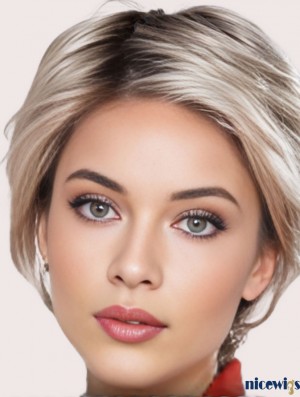6 Inch Short Grey Monofilament Wig – Lace Front Wavy Synthetic Remy Look