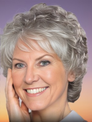 8 Inch Short Curly Grey Synthetic Wig with Lace Front for Women