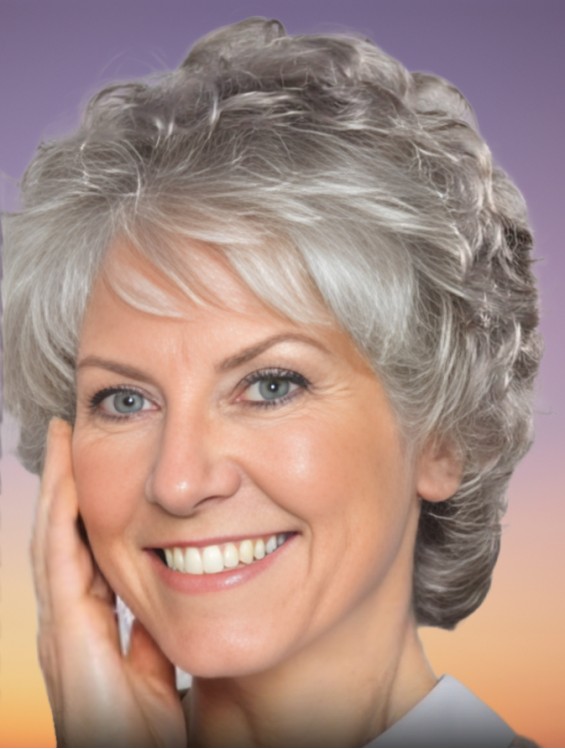 8 Inch Short Curly Grey Synthetic Wig with Lace Front for Women