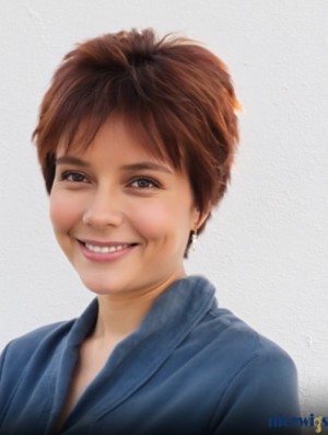 Red 4 Inch Boycuts Synthetic Wigs – Capless Straight Short Hair for Women