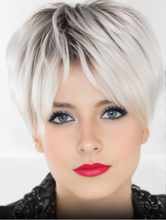 White Cropped Straight Synthetic Wig - 4 Inch Lace Cap Short Hair Wig for Women