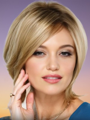 Blonde Straight Bob Wig – 10 Inch Chin Length Synthetic Capless Wig for Women