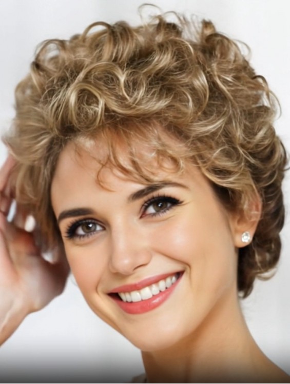 8 Inch Short Curly Blonde Wig – Soft Classic Style with Hand-Tied Monofilament Top