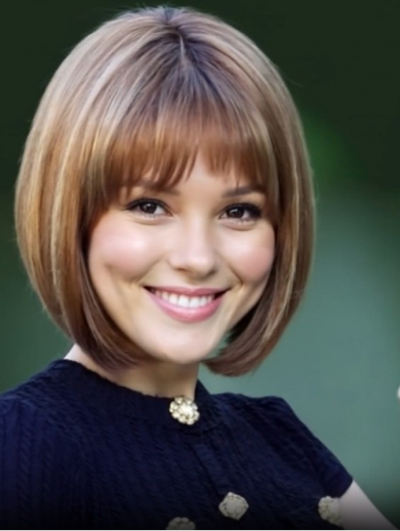 Chin Length 10 Inch Straight Brown Bob Wig – Synthetic Mono Top Capless Style