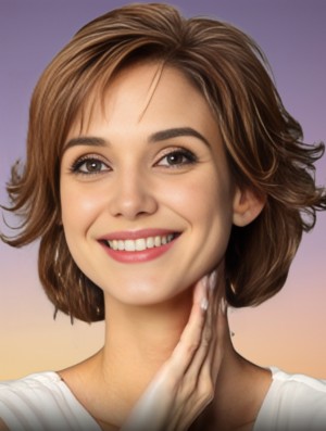 Auburn Chin Length Layered Wavy Synthetic Wig – 10 Inch Glueless Lace Front Mono Part