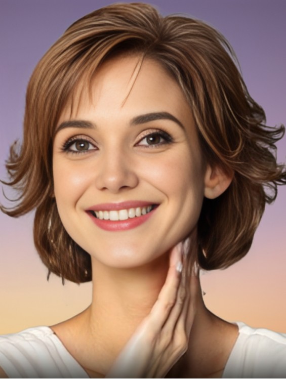 Auburn Chin Length Layered Wavy Synthetic Wig – 10 Inch Glueless Lace Front Mono Part