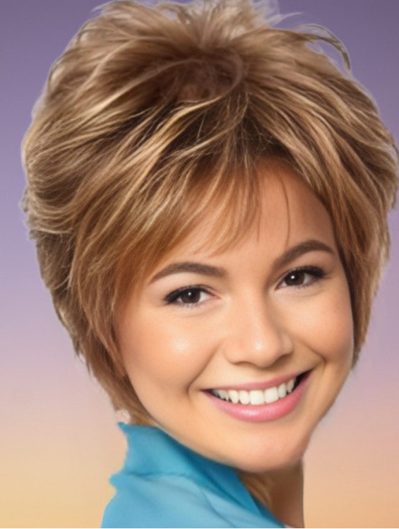 8 Inch Capless Curly Synthetic Short Wig with Layered Cut for Women