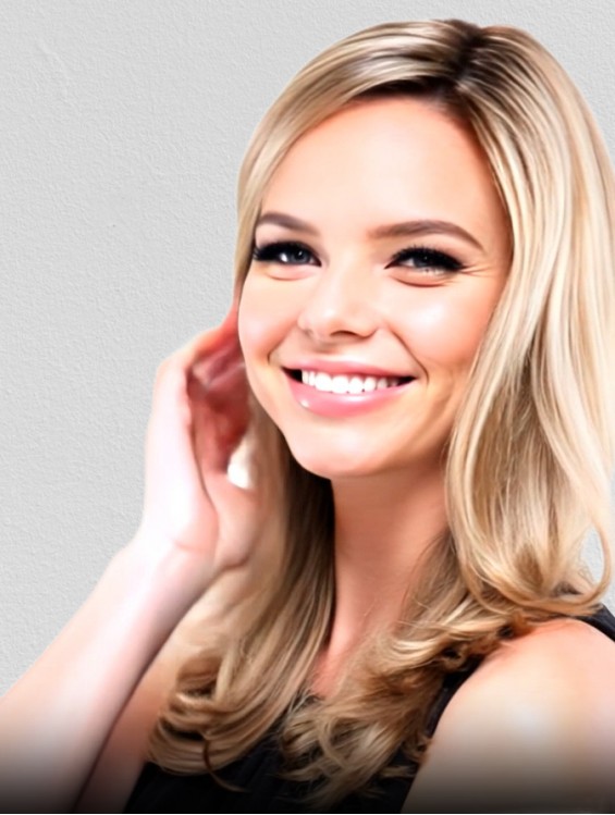 16 Inch Long Blonde Wavy Synthetic Wig – Lace Front Monofilament Part Capless Style