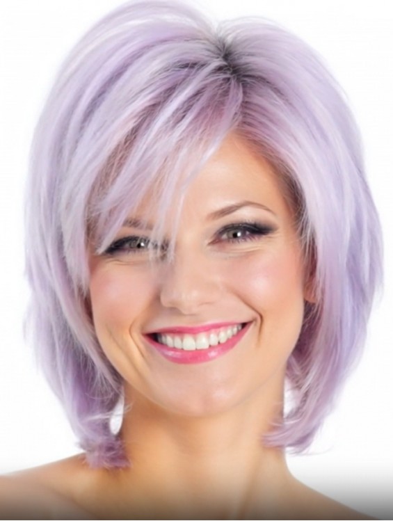 Capless Straight Lilac Bob Wig – 8 Inch Synthetic Short Hair for Daily Wear