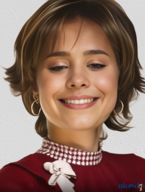 Synthetic Brown Wavy Bob Wig 9 Inch Medium Length Capless
