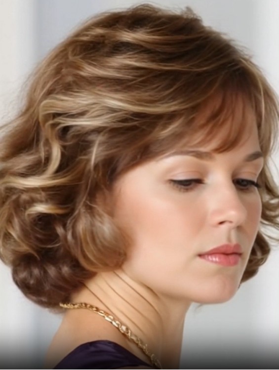 Chin Length Brown Synthetic Lace Front Wig with Bangs – Heat Friendly & Monofilament Top