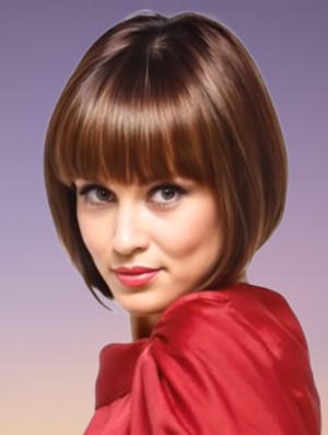 Bob Wig Chin Length Straight Lace Front Heat Friendly Synthetic