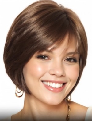 Short Brown Bob Wig – Straight 10 Inch Petite Synthetic Wig with Lace Front & Mono Top