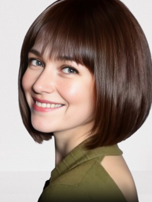 Chin Length Straight Bob Wigs for Women – Heat Friendly Synthetic Capless Wig