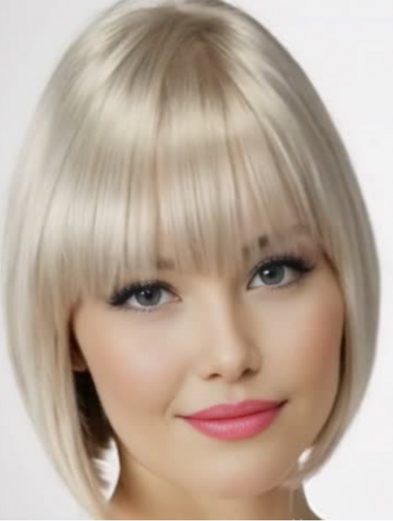 10 Inch Straight Bob Wig – Chin Length Synthetic Capless Wig for Women