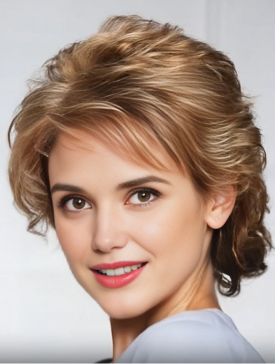 Blonde Curly Synthetic Wigs – Short Capless 8 Inch Classic Big Hair Wig for Women
