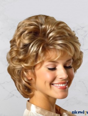 Curly Blonde Wig - Classic Chin Length Cut, Capless, Heat Friendly Synthetic