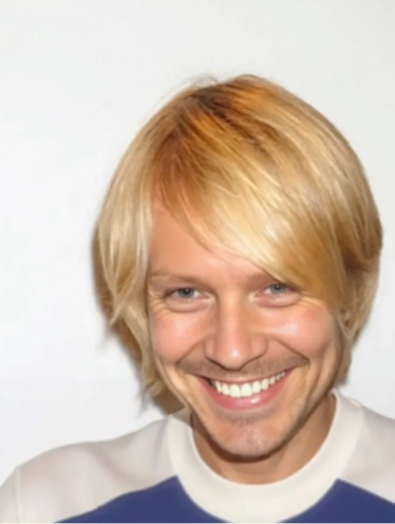 Blonde Capless Remy Human Hair Straight Men's Short Wig