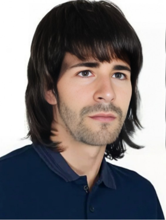 10 Inch Straight Black Full Lace Human Hair Wig with Bangs for Men – Natural Look