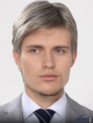 Short Grey Lace Front Wig for Men – 100% Hand-Tied 4 Inch Straight Synthetic Hair