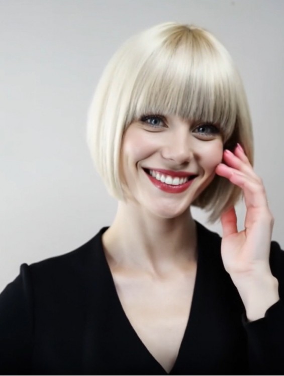 10 Inch Platinum Blonde Full Lace Bob Wig – Straight Chin Length Remy Human Hair