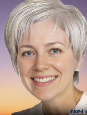 Short Straight Capless Wig for Elderly Women Heat Friendly Synthetic 6 Inch