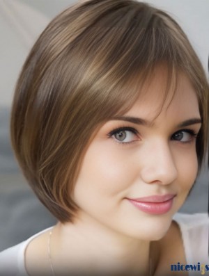 Short Bob Lace Front Wig – 100% Remy Human Hair Straight Mono Top Capless Design