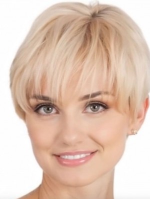Short Straight Remy Human Hair Mono Topper with Monofilament
