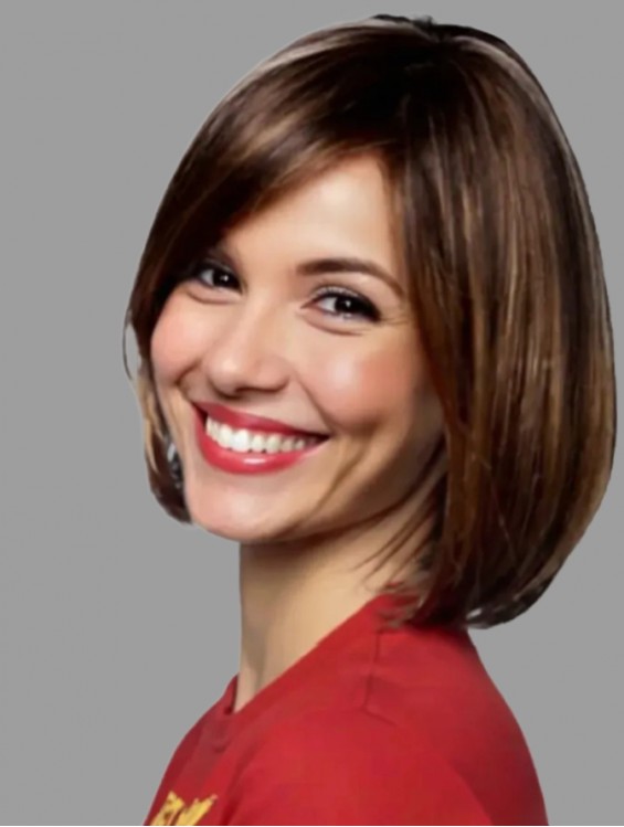 Chin Length Brown Bob Remy Human Hair Wig – 100% Hand Tied Straight Lace Front
