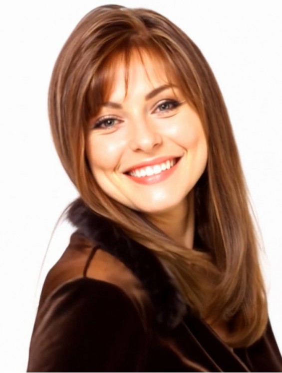 Mono Top Auburn Wavy Wig – 16 Inch Remy Human Hair with Bangs
