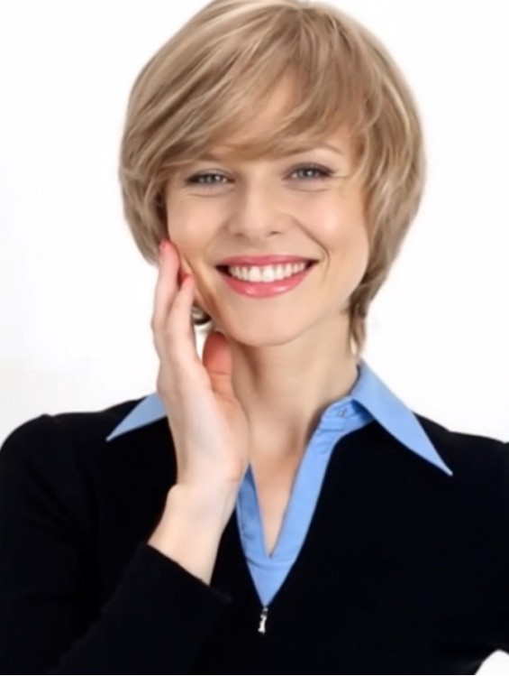 8 Inch Straight Layered Human Hair Wig – Chin Length Mono Top Wig with Natural Look