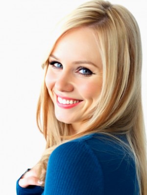 Blonde Long Straight Wig With Bangs – 14 Inch Remy Human Hair, 100% Hand-Tied Lace Front