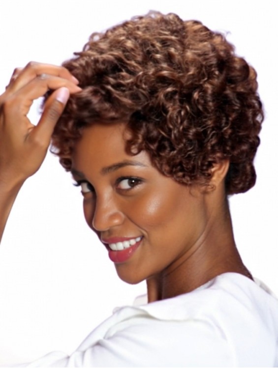 Short Curly Auburn Capless Wig for African American Women – Classic Synthetic Hair