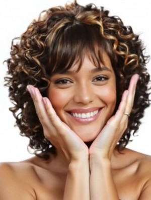 Medium Curly Brown Brazilian Remy Half Wig – Shoulder Length Capless Synthetic Wig