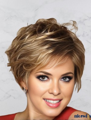 3” Brown Synthetic Boycut Wig – Capless Short Straight Style for Women